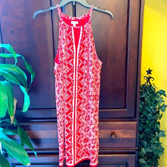 Max Studio Dresses Max Studio Red White Halter Dress With Key